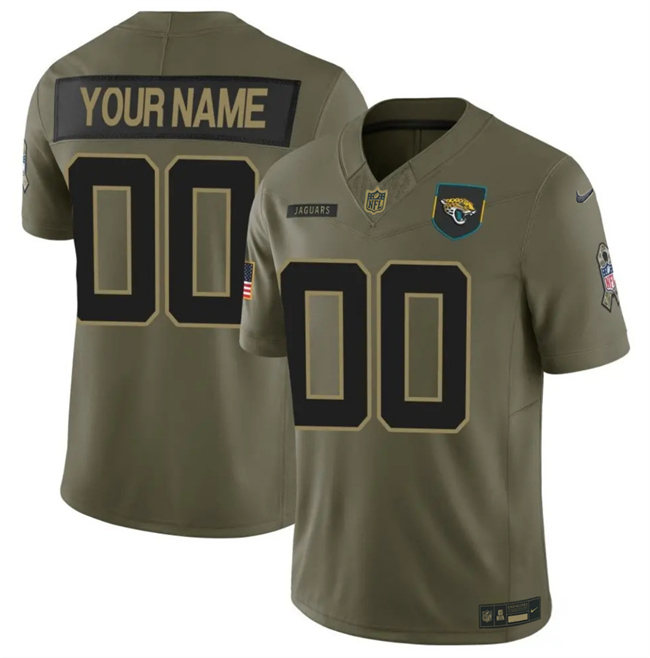 Men's Olive Jacksonville Jaguars Active Player Custom 2025 F.U.S.E. Salute to Service Limited Stitched Football Jersey